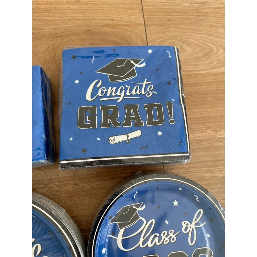 Class of 2026 Graduation Party Supplies Blue Bundle Plates Napkin Table Decor 50